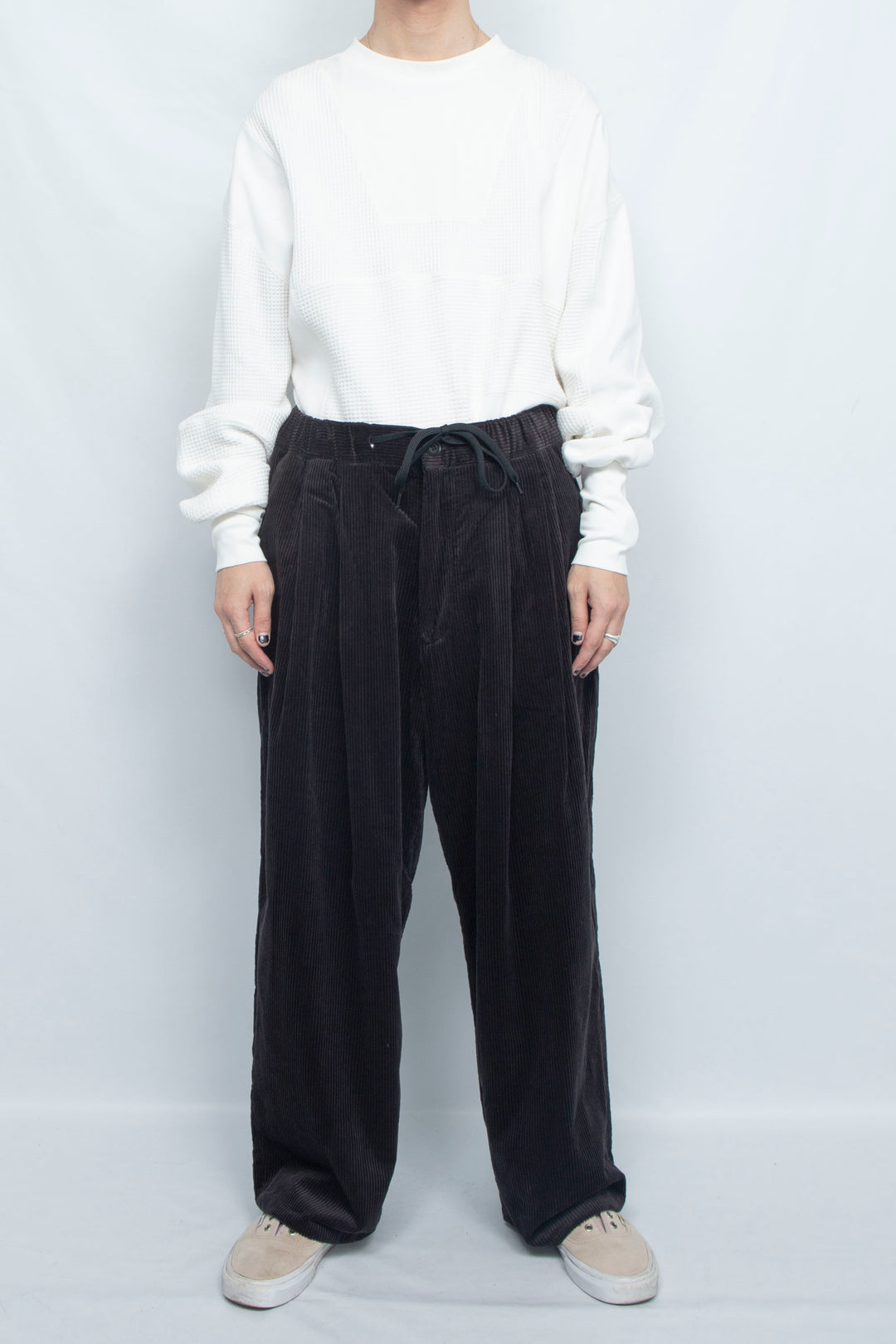 Corduroy Big Baloon Pants Black