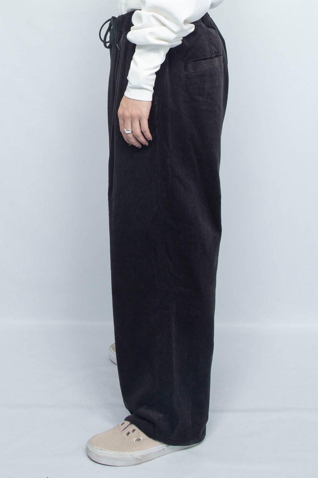 Corduroy Big Baloon Pants Black