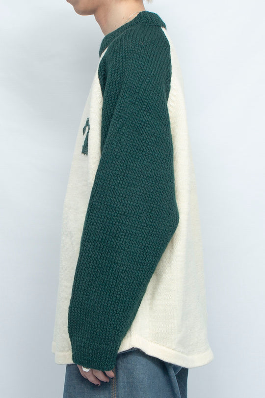 KNIHAND KNITTED RAGLAN TEE DRAK GREEN