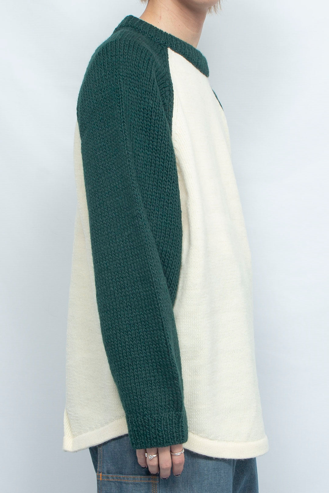 KNIHAND KNITTED RAGLAN TEE DRAK GREEN