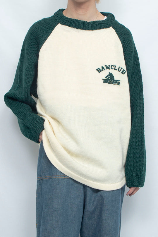 KNIHAND KNITTED RAGLAN TEE DRAK GREEN