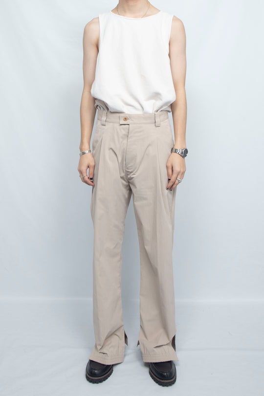 HEM SHIRRING TECH TROUSERS BEIGE