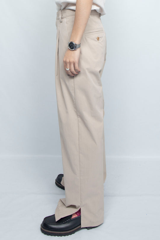 HEM SHIRRING TECH TROUSERS BEIGE