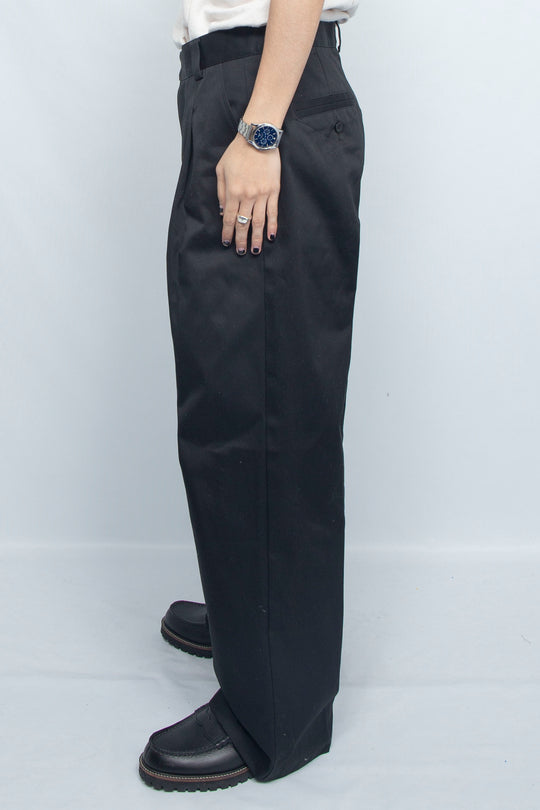 HIGH DENSITY TWILL WIDE TROUSERS SAND BLACK