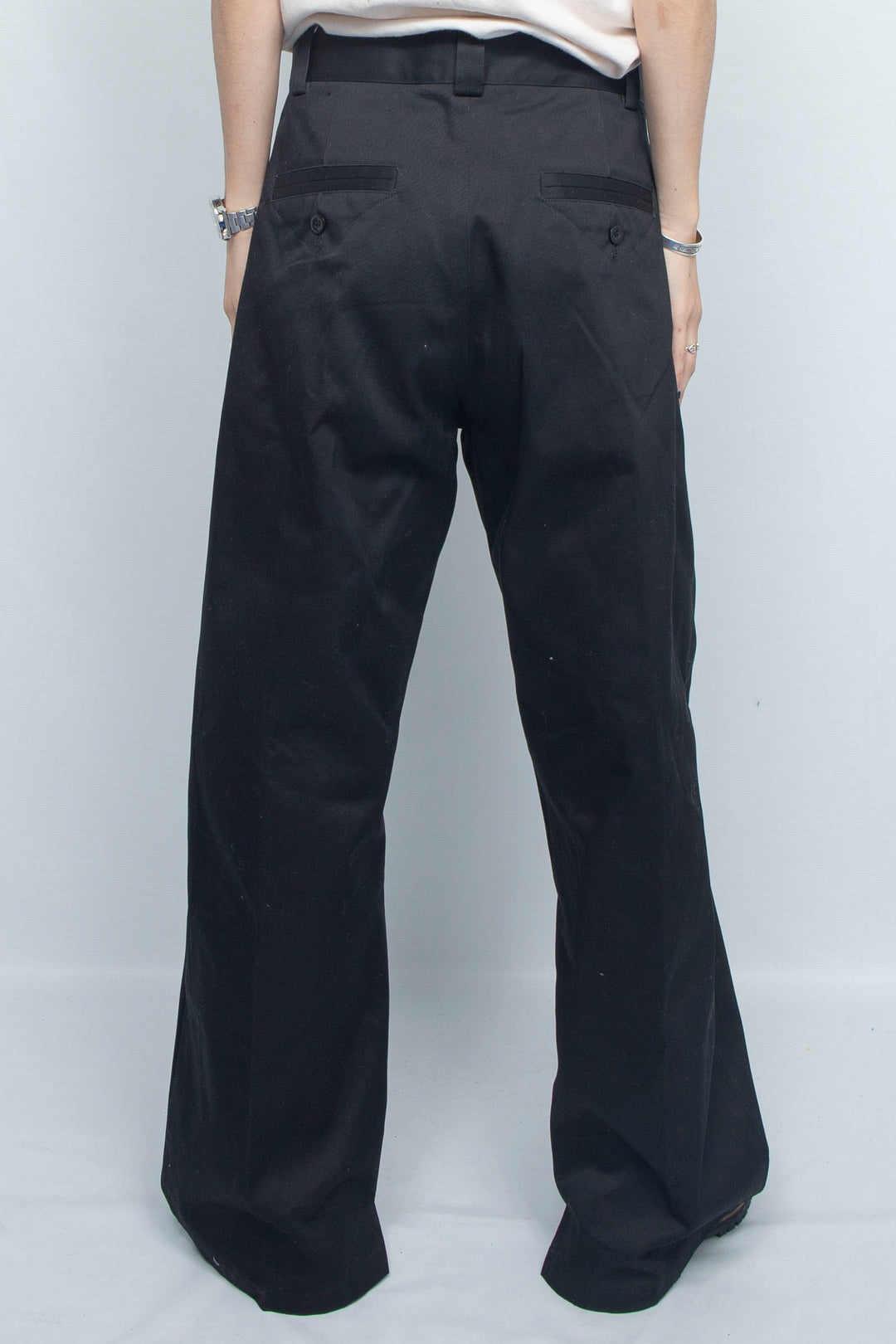 HIGH DENSITY TWILL WIDE TROUSERS SAND BLACK