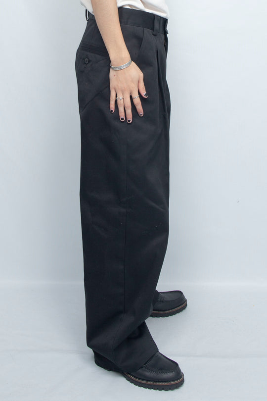 HIGH DENSITY TWILL WIDE TROUSERS SAND BLACK