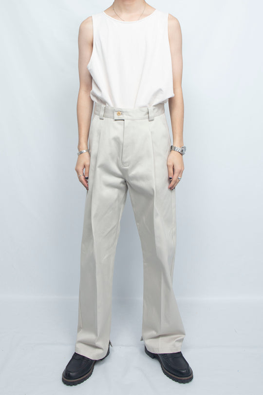 HIGH DENSITY TWILL WIDE TROUSERS SAND BEIGE