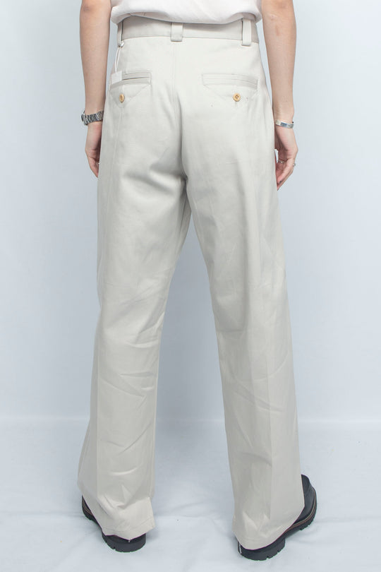 HIGH DENSITY TWILL WIDE TROUSERS SAND BEIGE