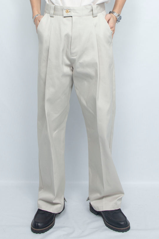 HIGH DENSITY TWILL WIDE TROUSERS SAND BEIGE