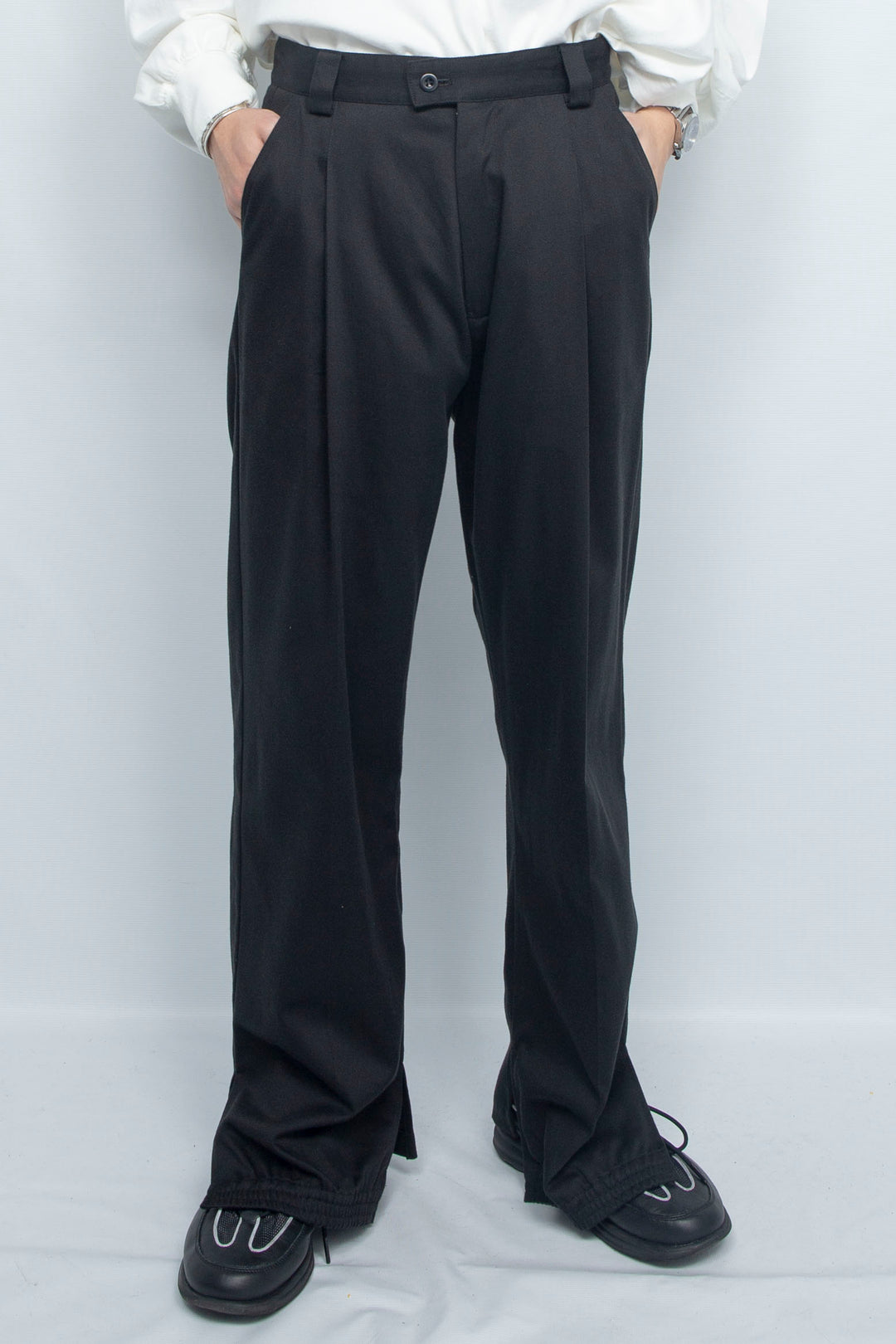 HEM SHIRRING CR TROUSERS BLACK