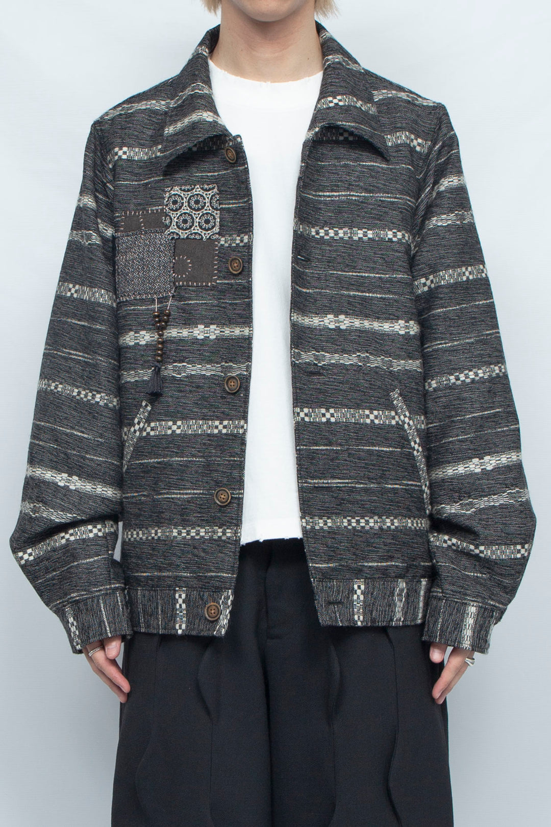 Wool Jacket White × Black