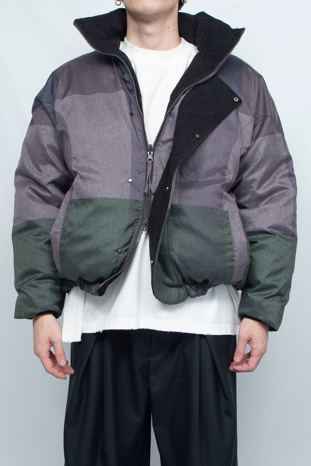 Sunset Check Reversible Down Blouson BLACK