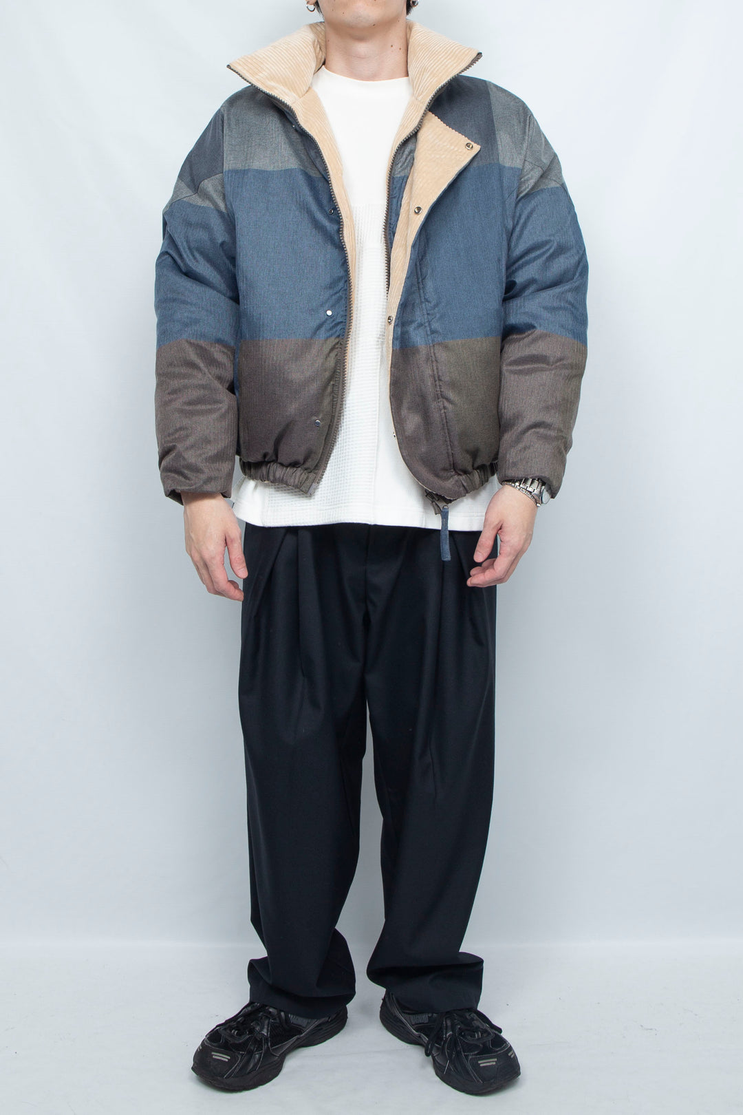 Sunset Check Reversible Down Blouson BEIGE