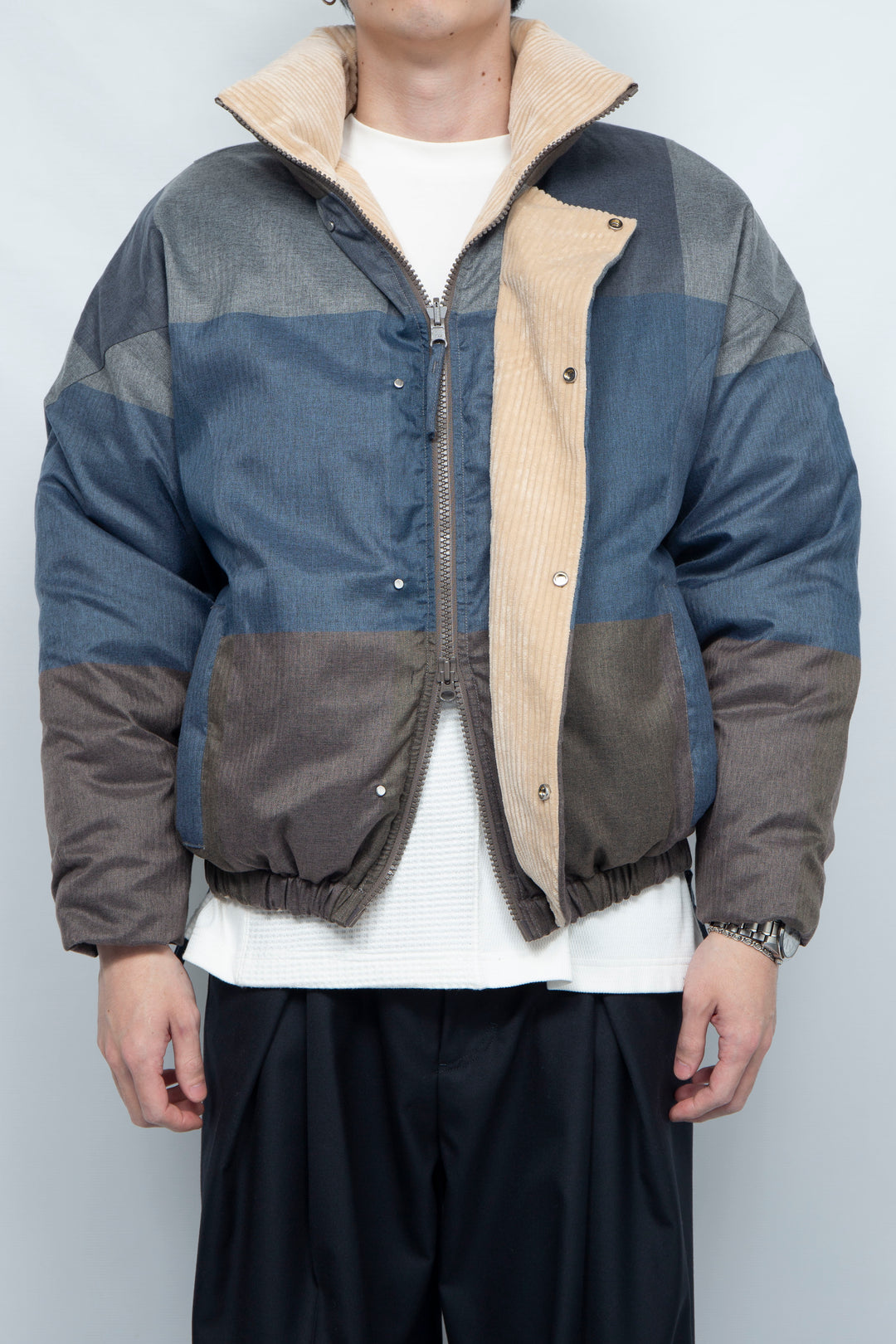 Sunset Check Reversible Down Blouson BEIGE