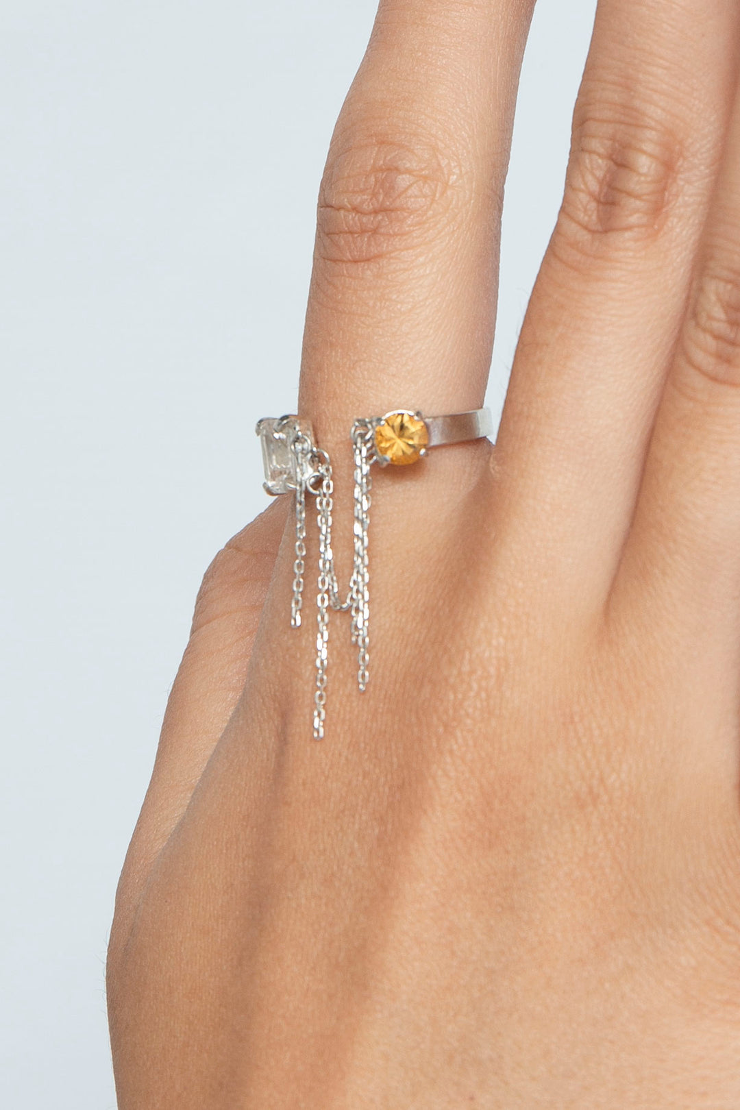 breaking chains ring (rutile quartz + citrine)