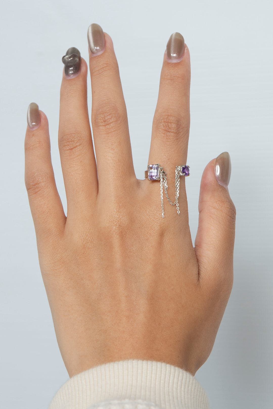 breaking chains ring (amethyst quartz + amethyst)