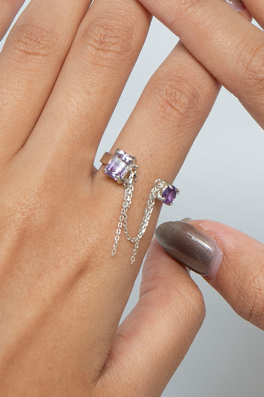 breaking chains ring (amethyst quartz + amethyst)