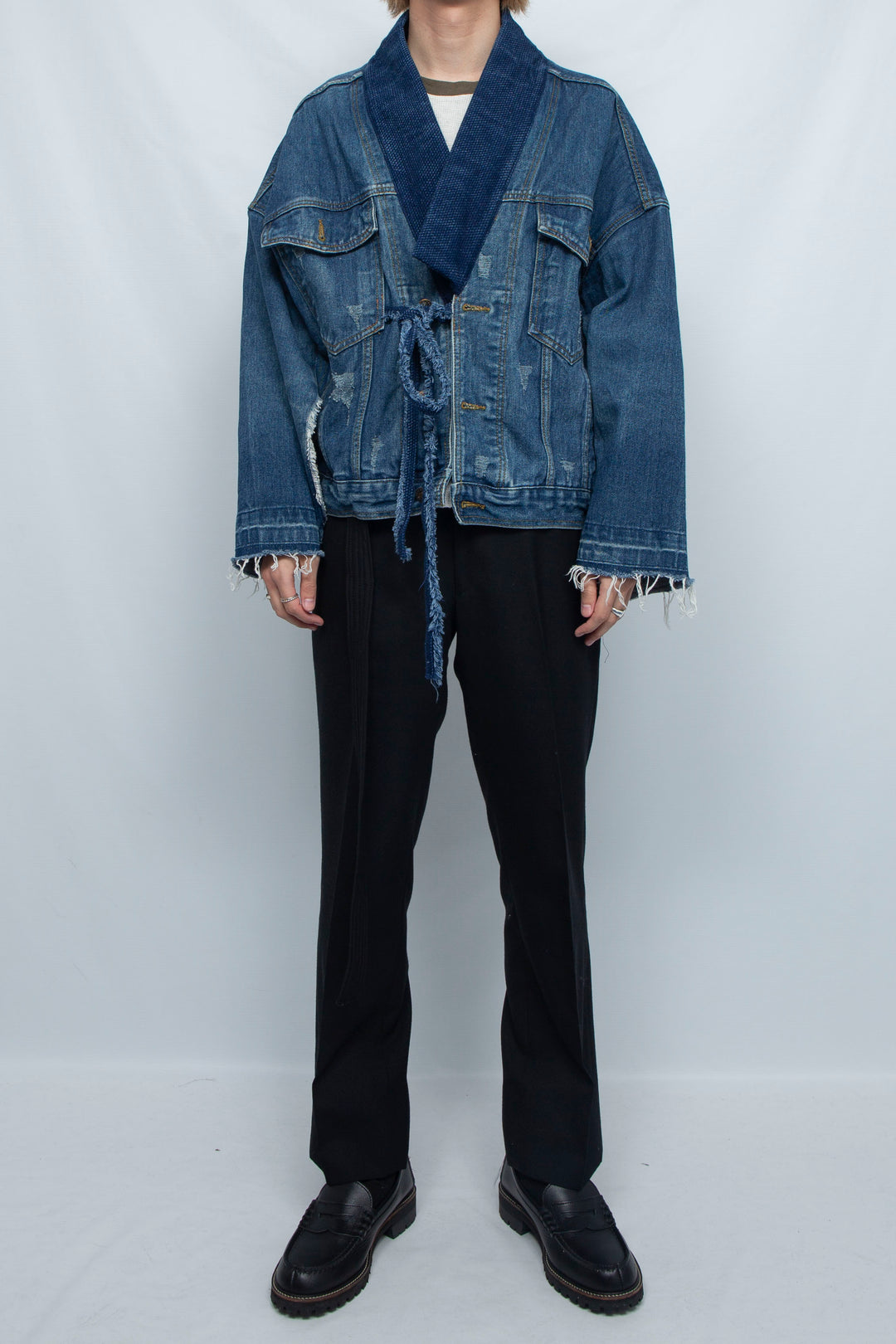 INDIGO SASHIKO COLLAR DENIM JACKET