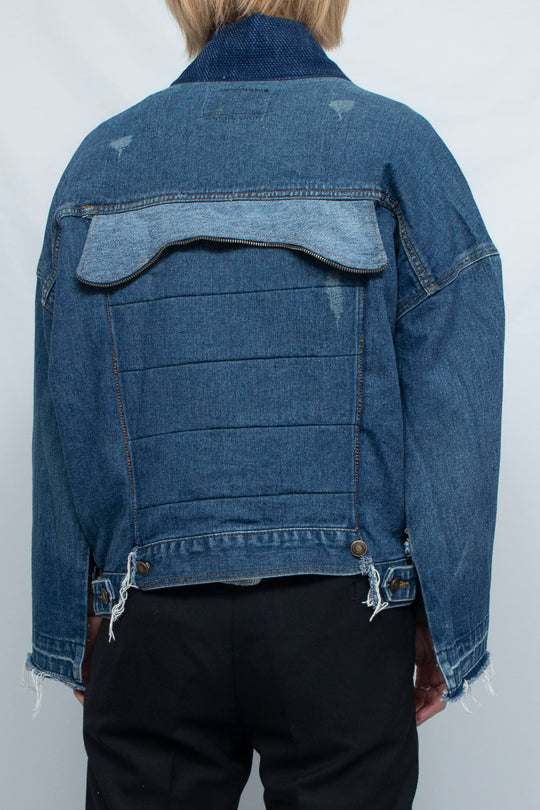 INDIGO SASHIKO COLLAR DENIM JACKET