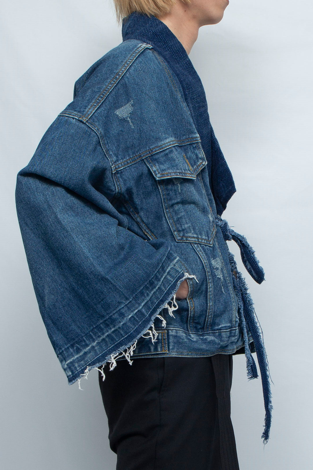 INDIGO SASHIKO COLLAR DENIM JACKET