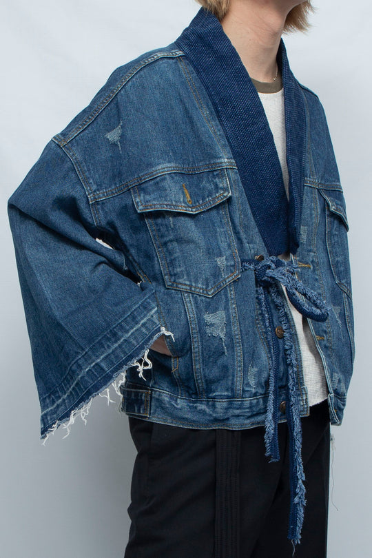 INDIGO SASHIKO COLLAR DENIM JACKET