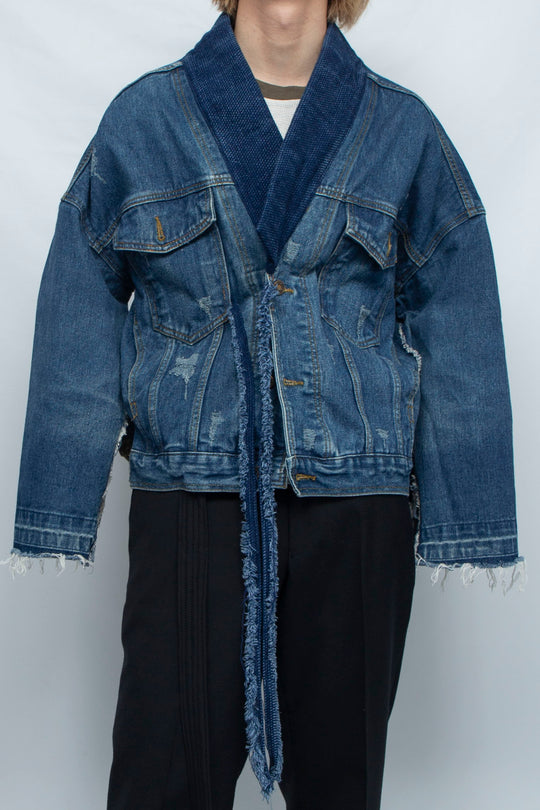 INDIGO SASHIKO COLLAR DENIM JACKET