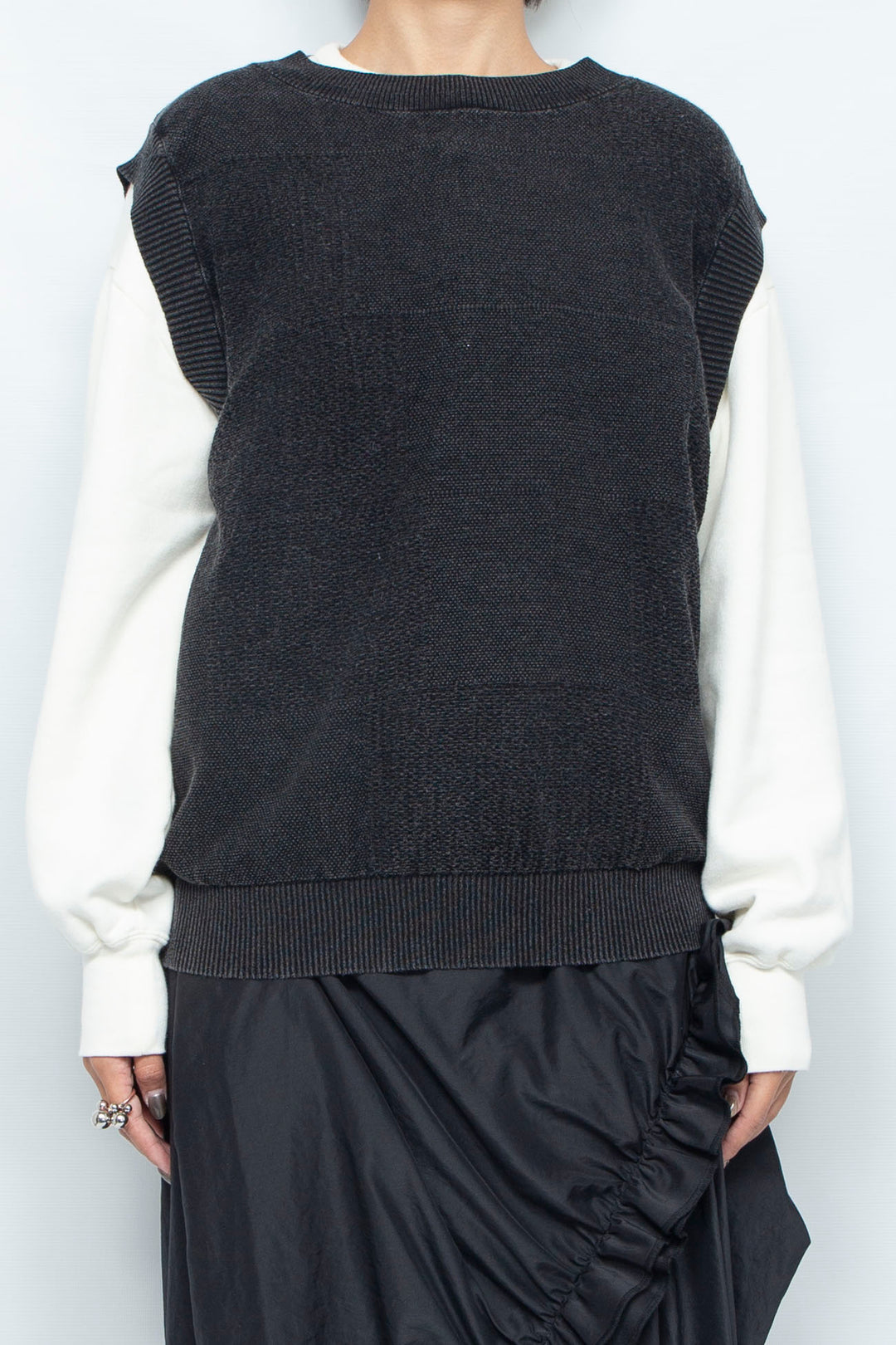 Denim Like Knit Tank Tops Black