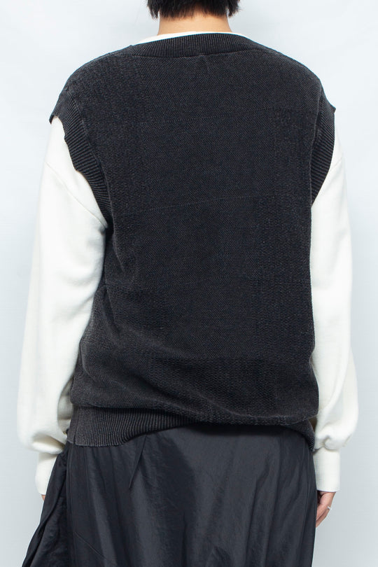 Denim Like Knit Tank Tops Black