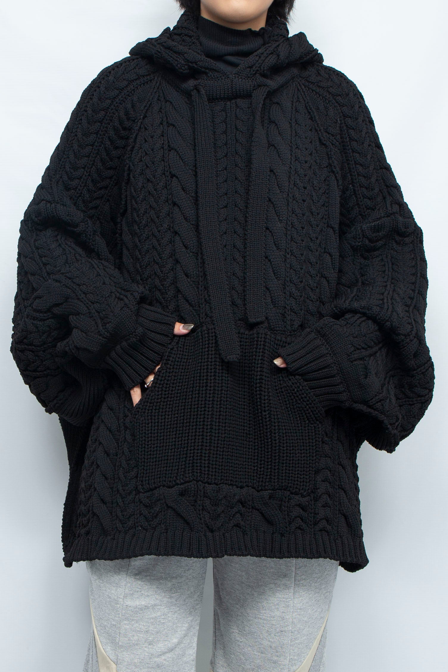 ケーブルニットビッグパーカー BLACK / BALMUNG(バルムング ケーブルニットビッグパーカー BLACK / BALMUNG(バルムング