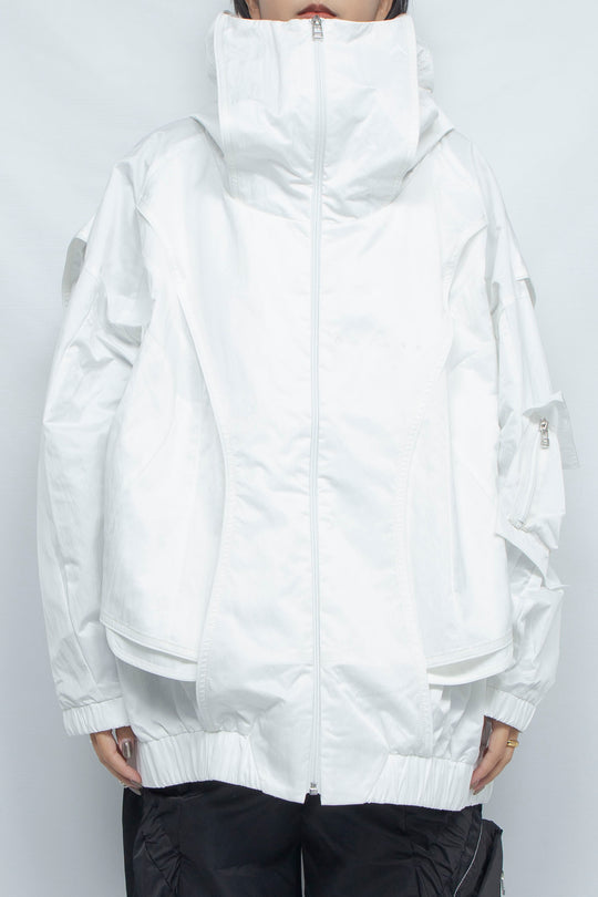 重ねハイネックビッグパーカー WHITE M