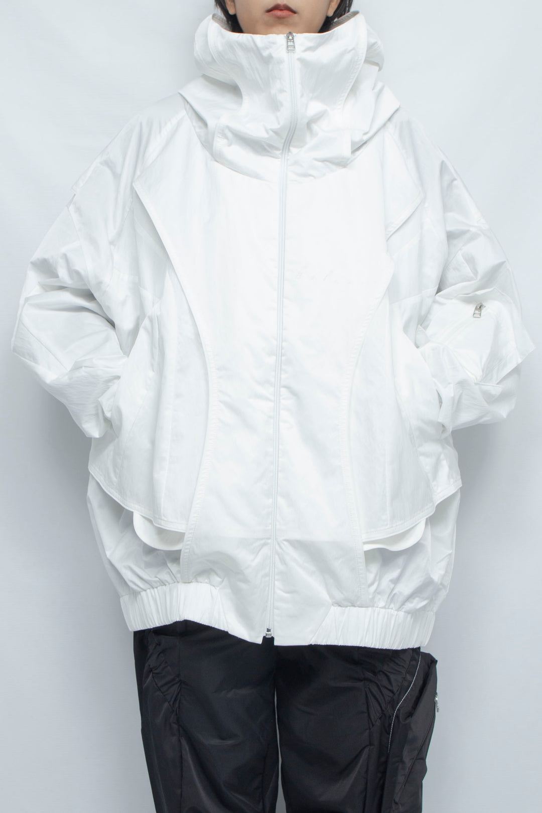 重ねハイネックビッグパーカー WHITE M