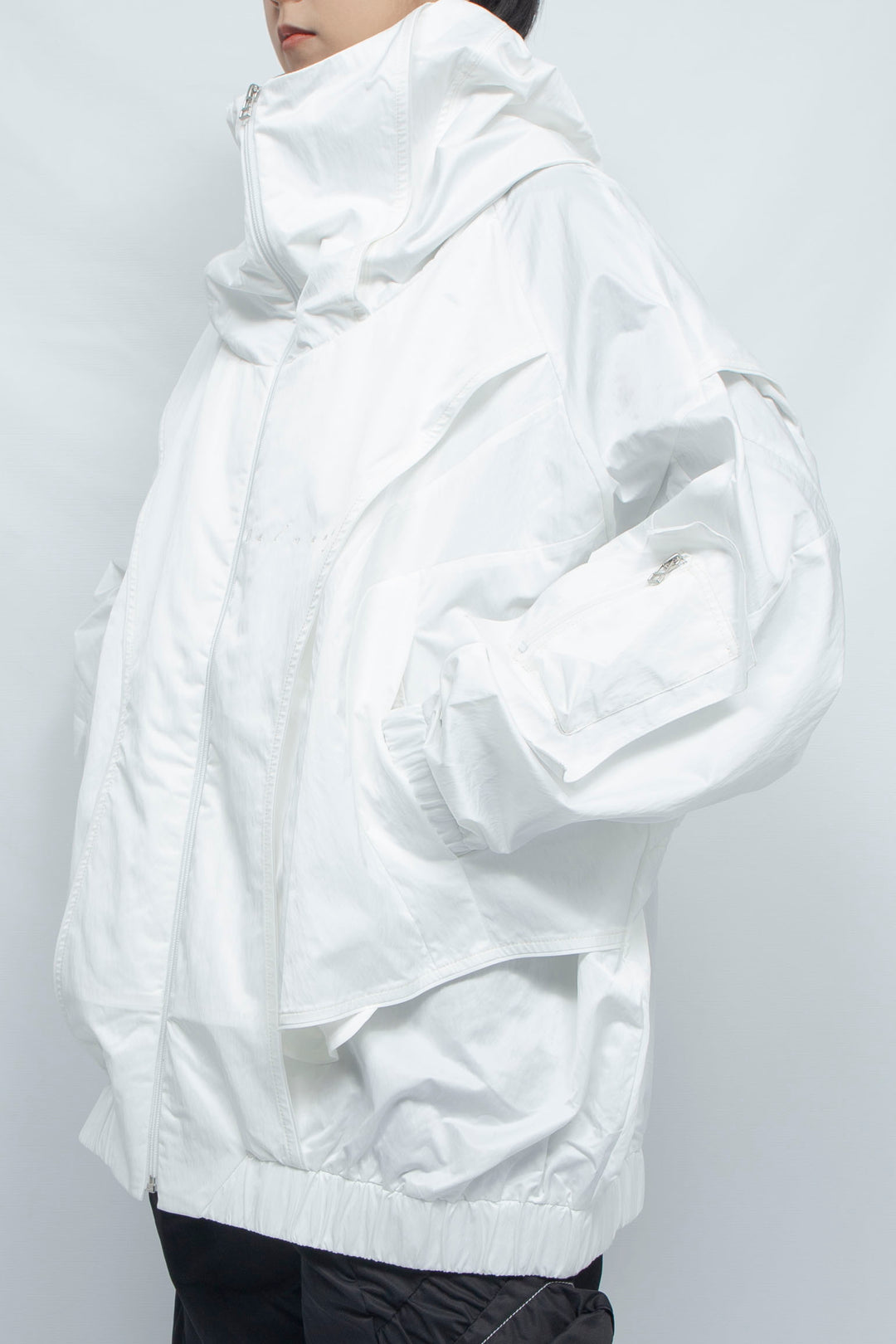 重ねハイネックビッグパーカー WHITE M