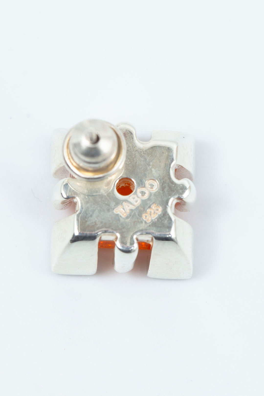 Square colorblock pierced earring clear orange