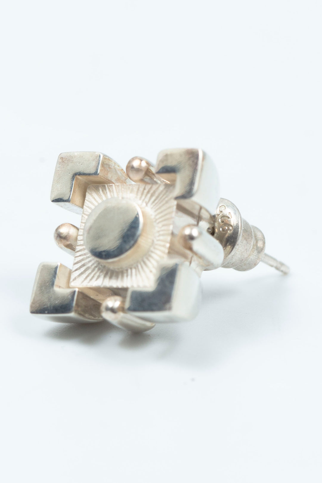 Square silverblock pierced earring