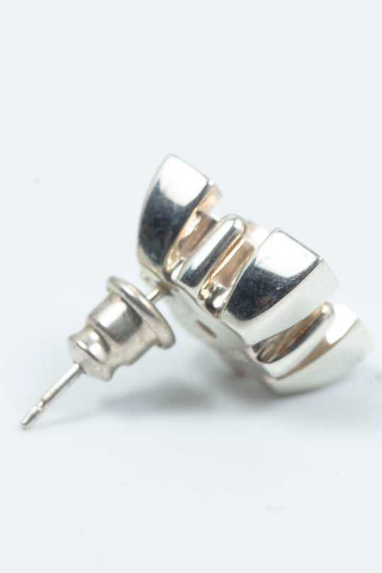 Square silverblock pierced earring