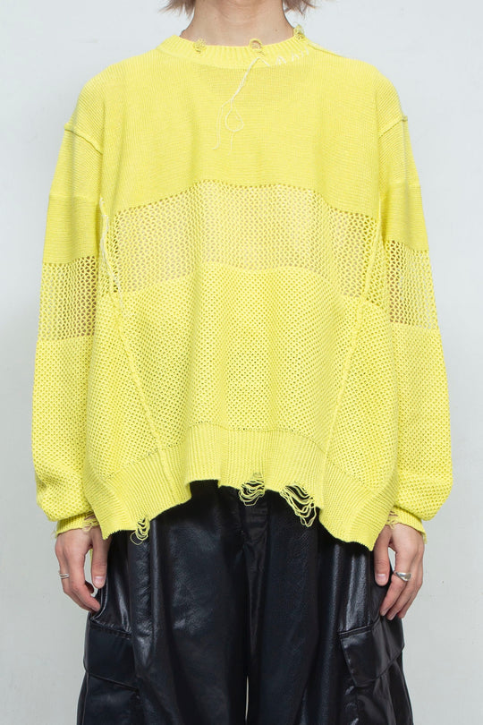 Hand Stitched Crashed Summer Knit YELLOW