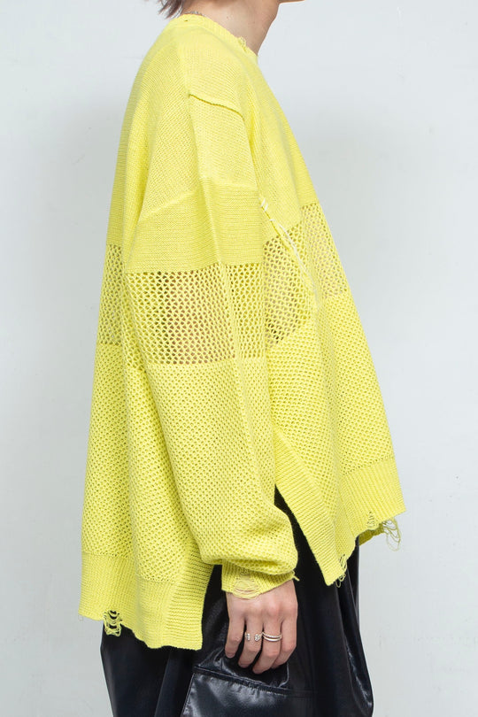 Hand Stitched Crashed Summer Knit YELLOW