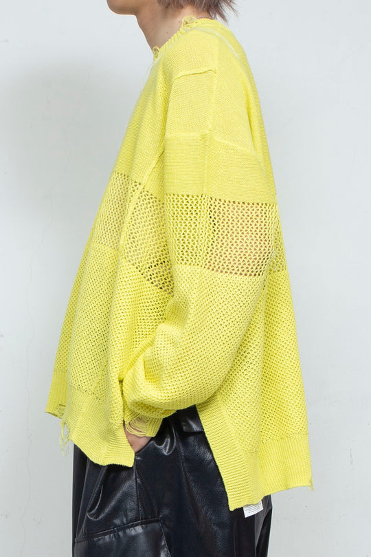 Hand Stitched Crashed Summer Knit YELLOW