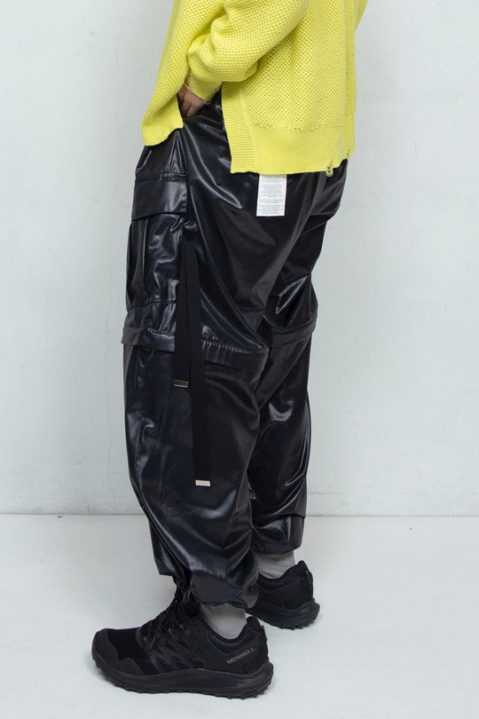 Fake-fake Leather Detachable Cargo Pants BLACK