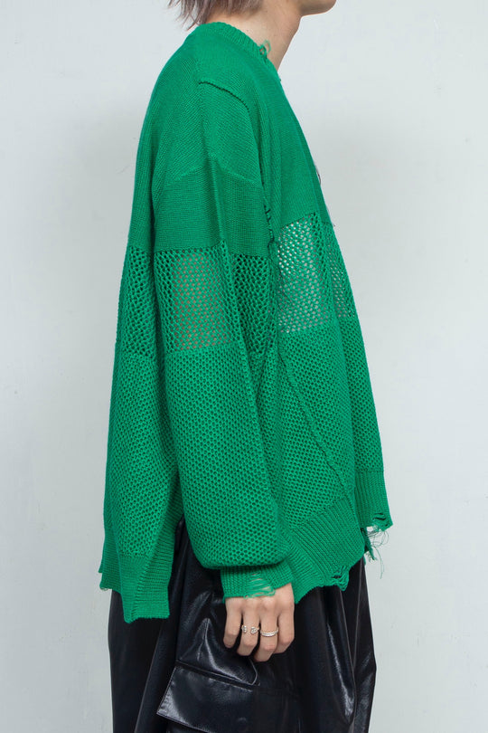 Hand Stitched Crashed Summer Knit GREEN