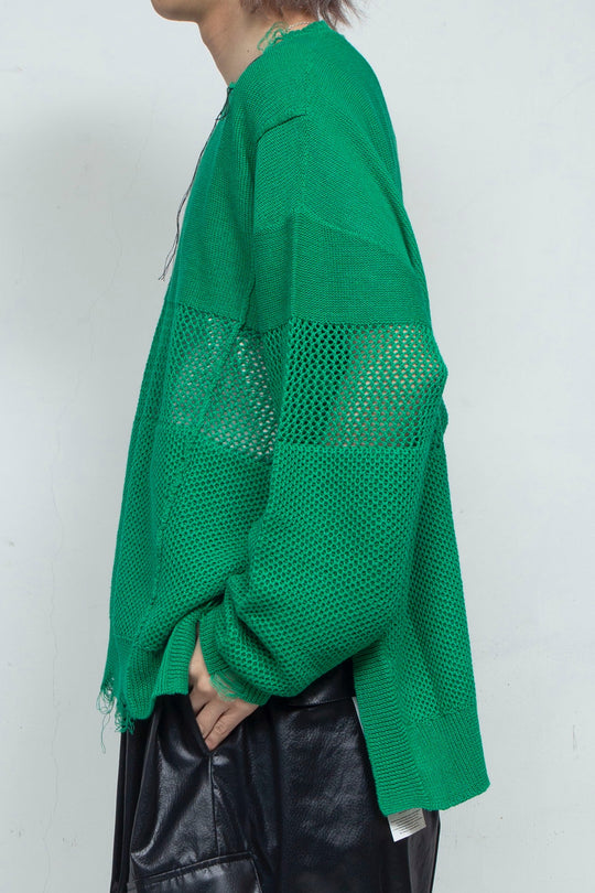 Hand Stitched Crashed Summer Knit GREEN