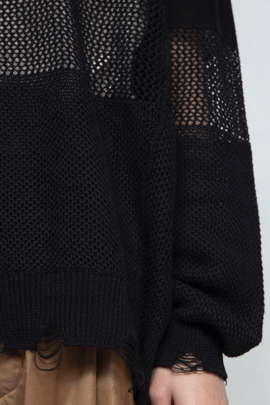 Hand Stitched Crashed Summer Knit BLACK