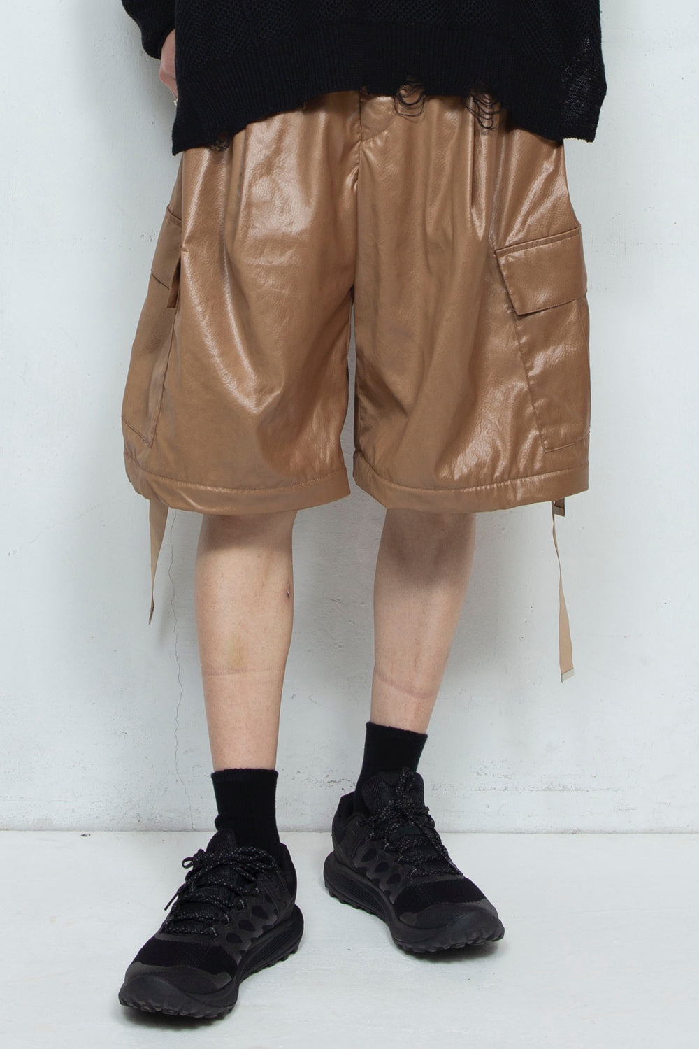 Fake-fake Leather Detachable Cargo Pants BROWN