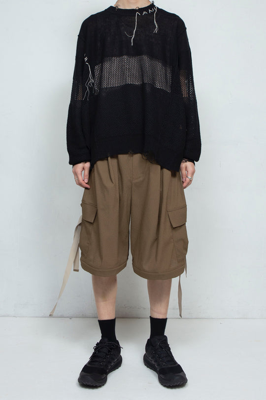 Detachable Wide Cargo Pants OLIVE