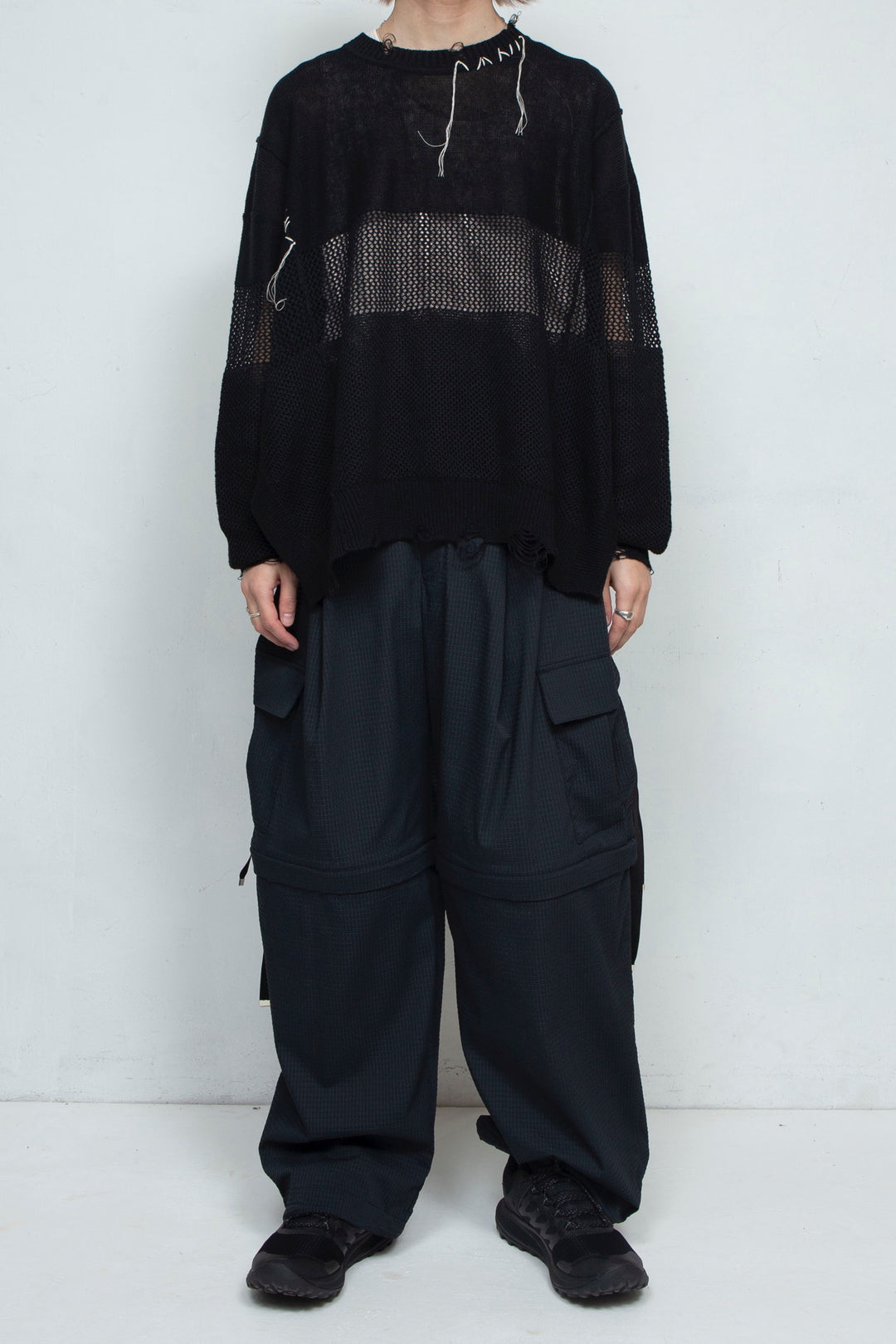 Detachable Wide Cargo Pants BLACK