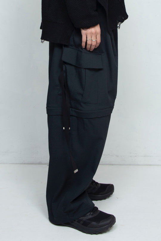 Detachable Wide Cargo Pants BLACK