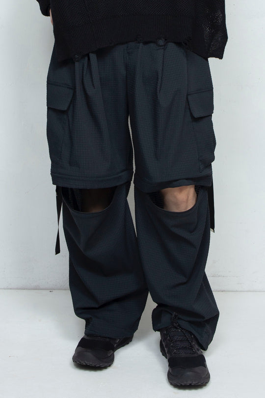 Detachable Wide Cargo Pants BLACK