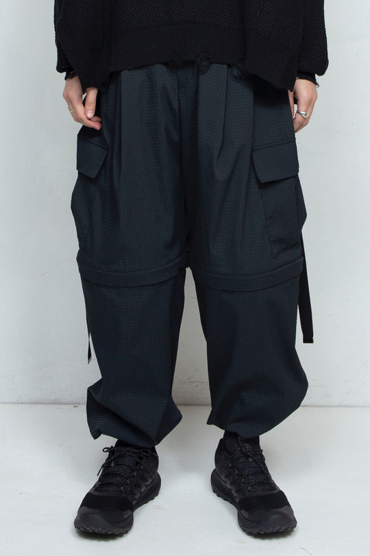 Detachable Wide Cargo Pants BLACK