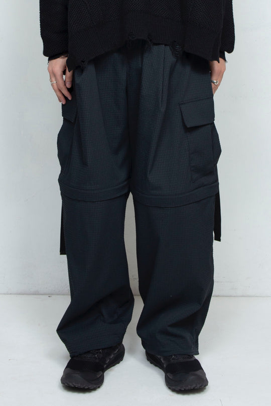 Detachable Wide Cargo Pants BLACK