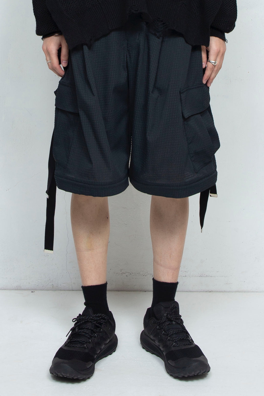 Detachable Wide Cargo Pants BLACK